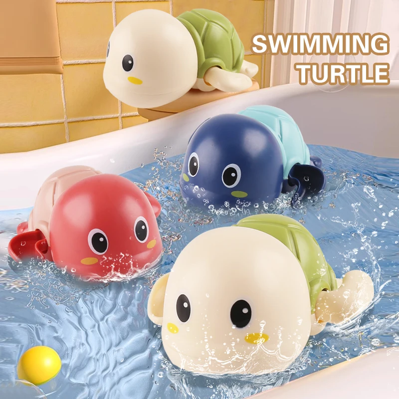 Jouets de bain pour bébé, 3 pièces, chaîne d'eau, horloge, bain, mignon, tortue de natation, piscine, plage, jouet classique pour enfants, jeu d'eau