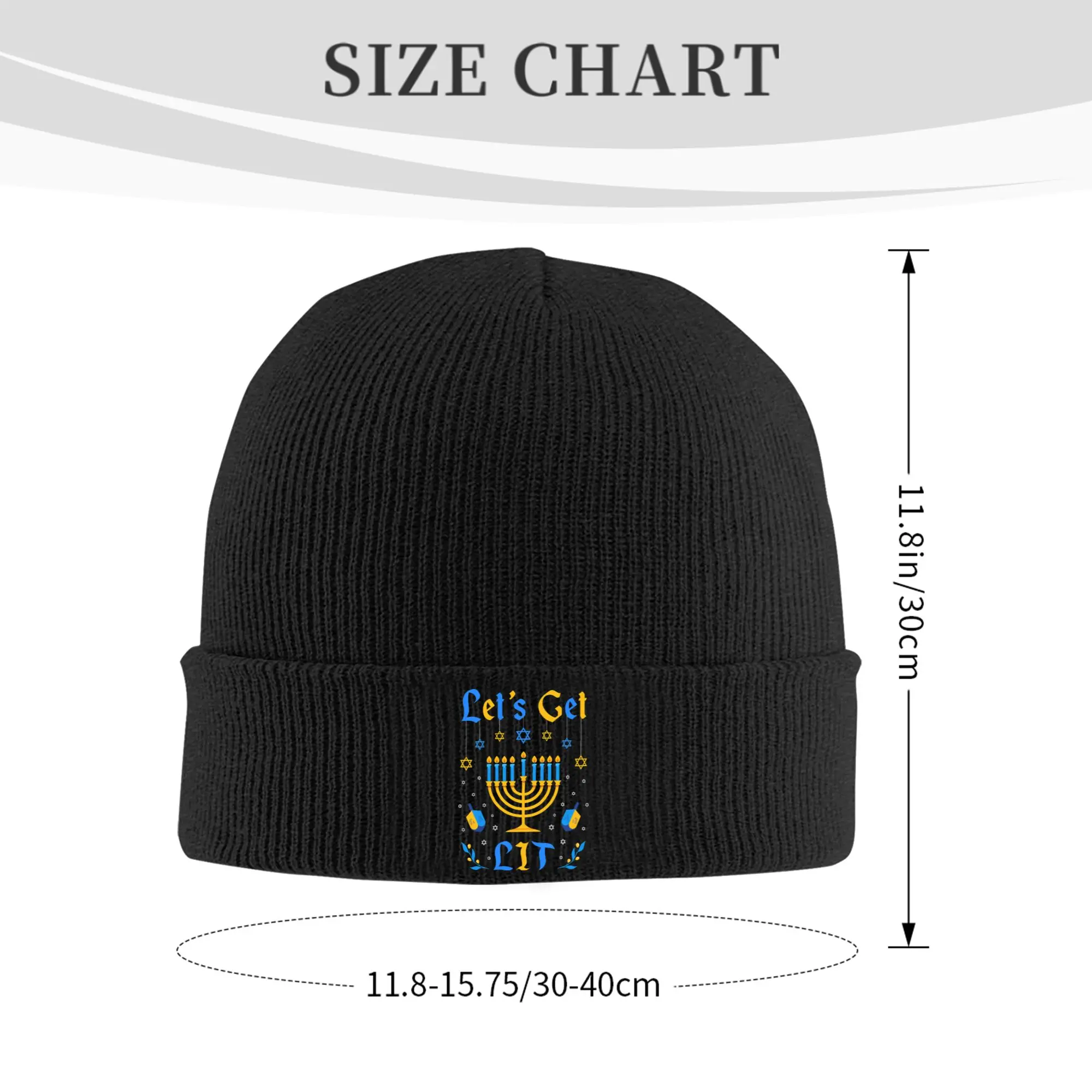 Let's Get Lit Hanukkah Jew Menorah Hat Autumn Winter Skullies Beanies Warm  Caps Unisex Acrylic Bonnet