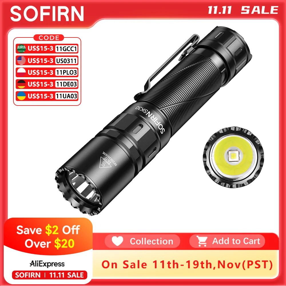 yZ[zSOFIRN SK30 2800lm pd 392 [g SFT70 6500K LED Cg 21700 USB C [dv_uXCb`g[` IPX8