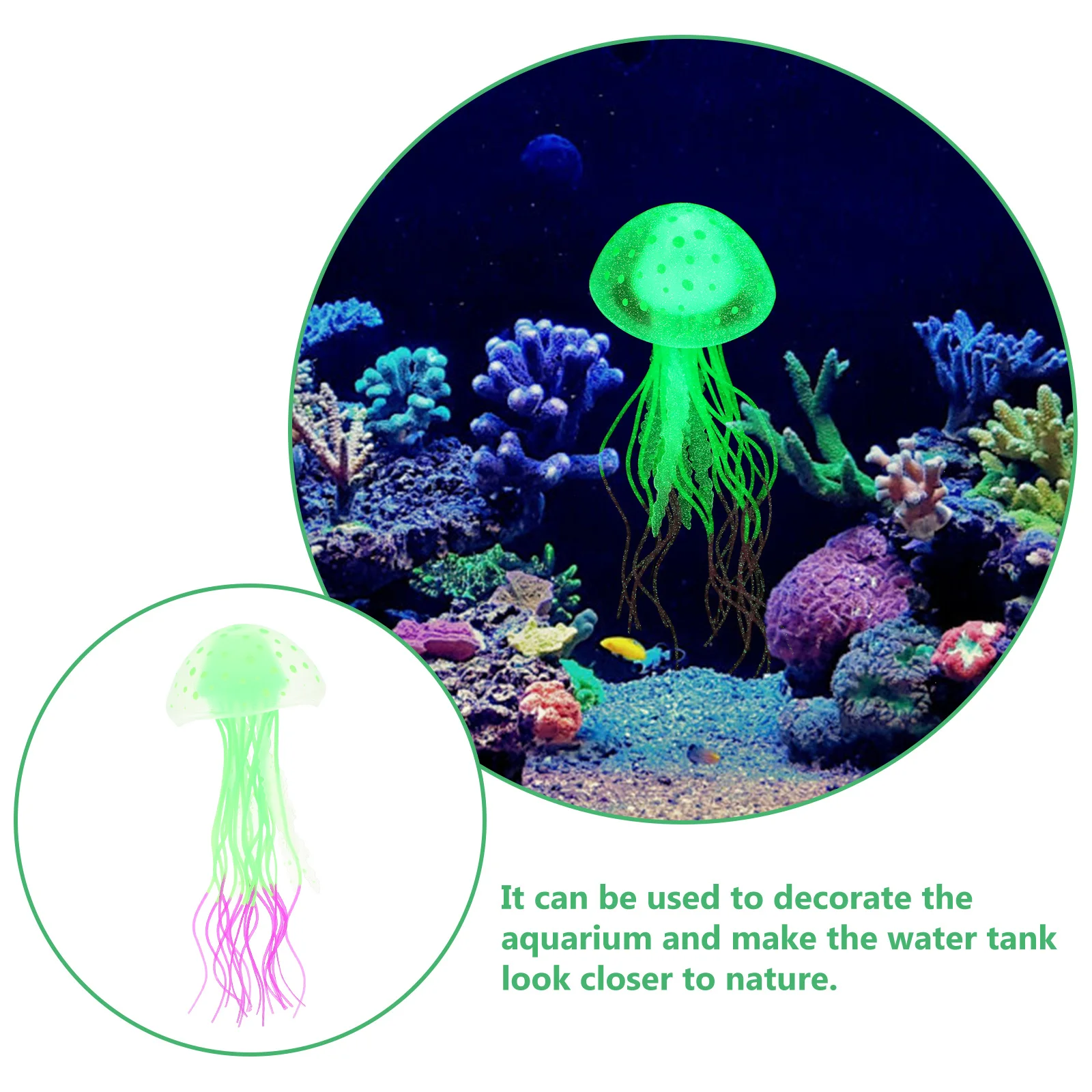 

Wear-Resistant Silicone Jellyfish Aquarium Ornament Artificial Vivid Glowing Fish Tank Decor Aquarium Decor Fake Jellyfish