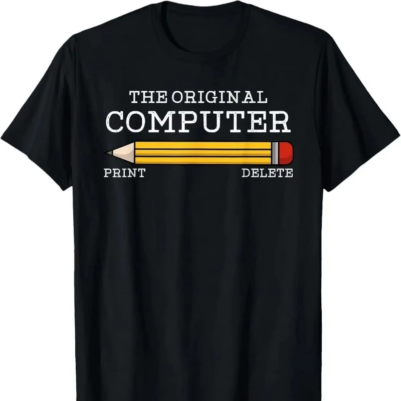 The Original Computer Funny Sarcastic Programmer Delete Pencil T Shirt Custom Printed Graphic Tees Women Casual Geek Style Tops