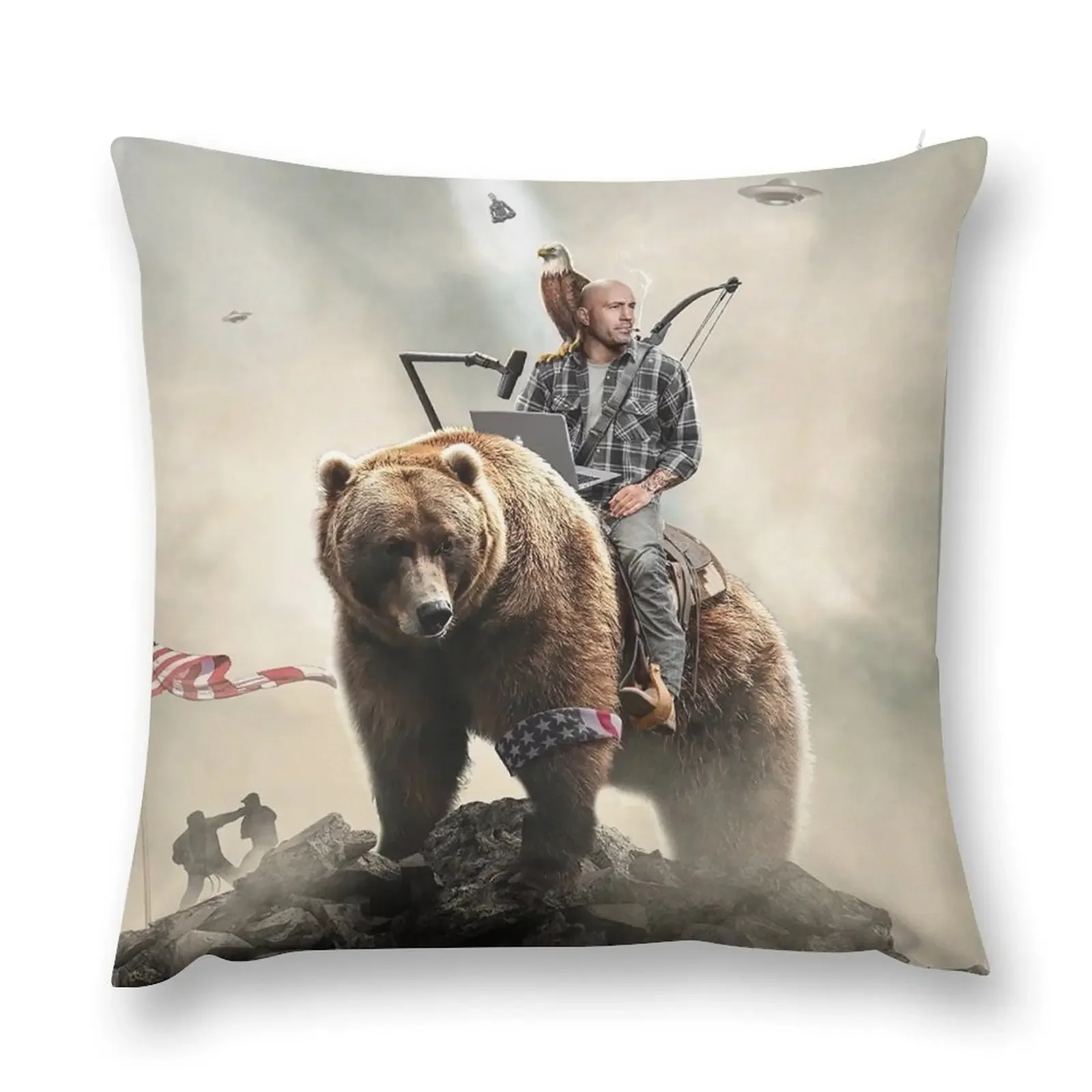 

Joe Rogan Riding A Bear (+ Aliens) Throw Pillow Decorative Sofa Cushions Decorative Cushion Luxury Pillow Case pillow