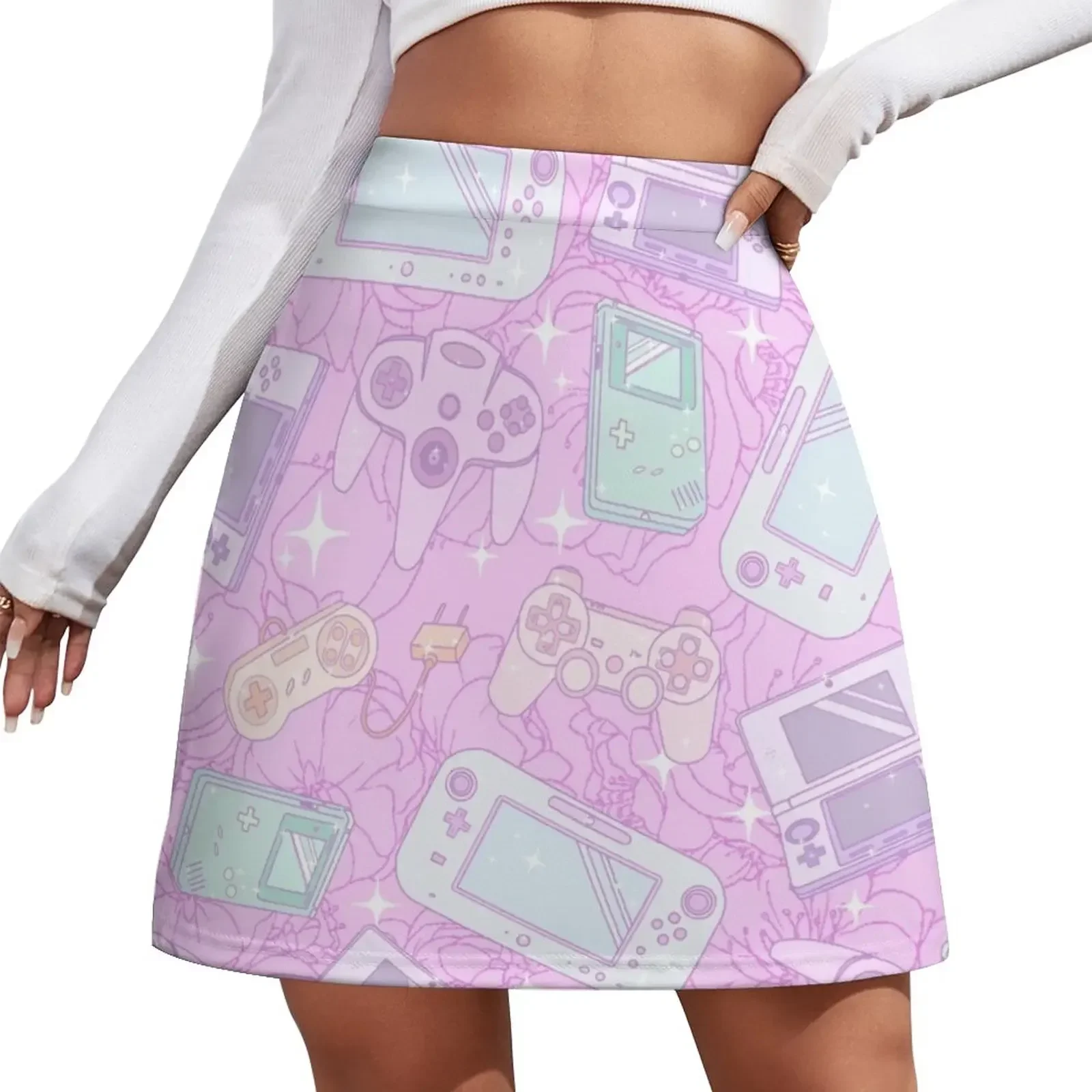 

Cute Pastel Game Console Pattern Mini Skirt 90s vintage clothes japanese fashion kawaii clothes
