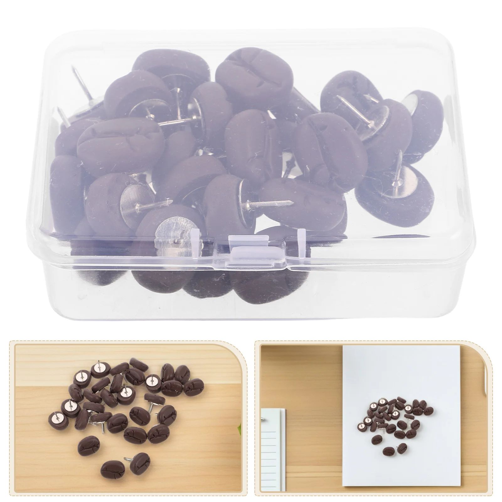 

30Pcs Resin Coffee Bean Pushpins Creative Decorative Thumbtacks for Cork Board Bulletin Photo Wall Office Home School Use