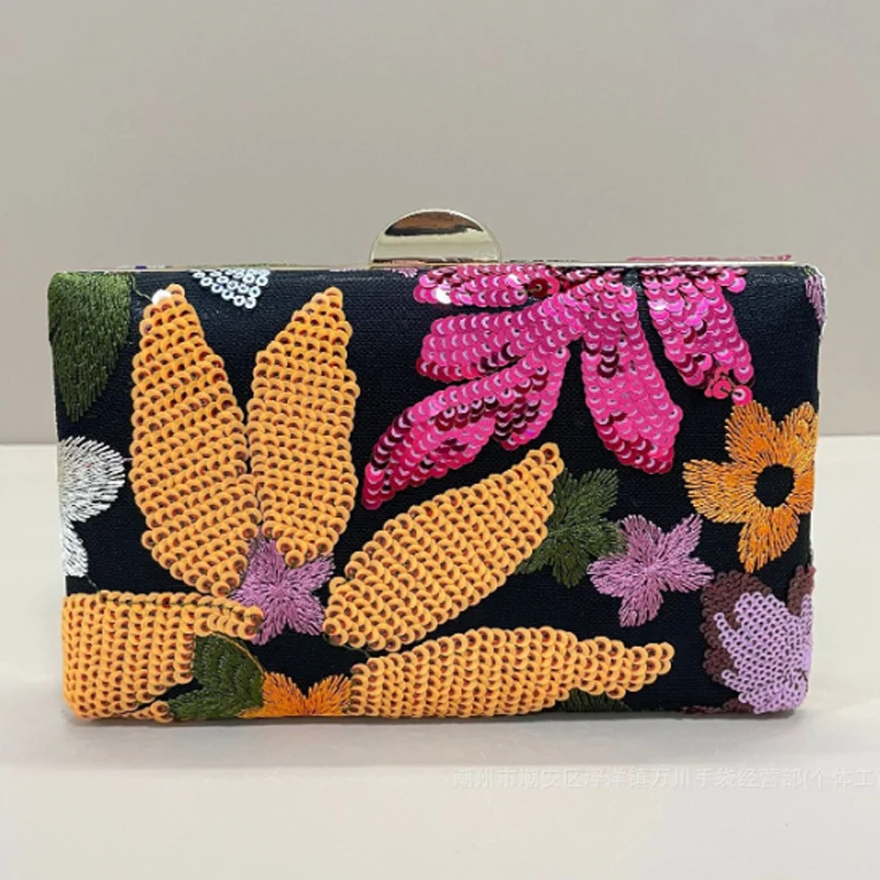 

New Irregular Pattern Sequin Dinner Bag With Matching and High-quality Gold Chain Casual Sequin Shoulder Bag Crossbody Bag