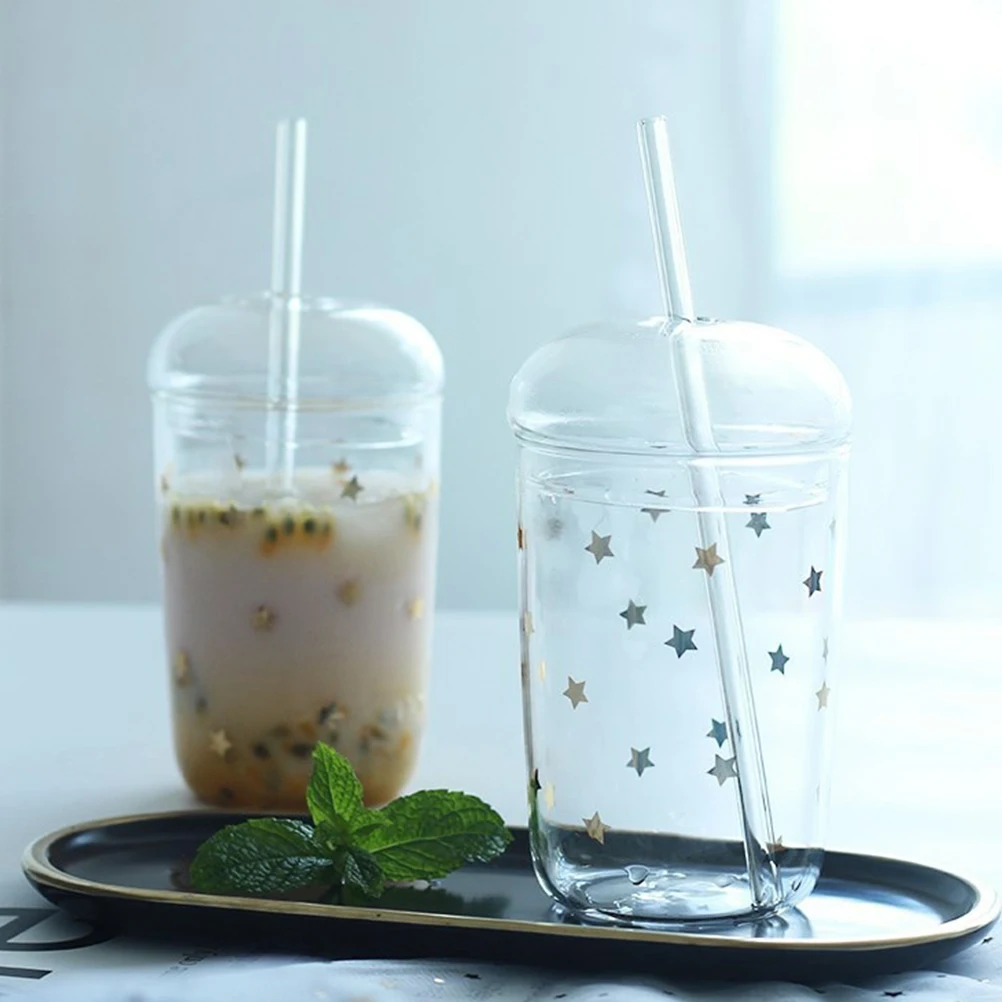 

Glass Straw Cup Large Capacity 500ml Smooth Surface Easy Clean Glass Mug for Home Hotel Premium Material