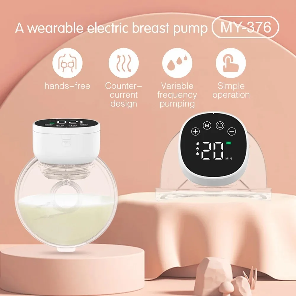 Wearable Hands Free Electric Breast Pump Silent Invisible Portable Milk Extractor 3 Modes Breastfeeding Milk Collector