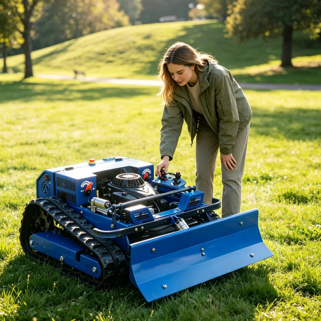 Customized Intelligent RC Lawn Mower Remote‑Controlled Crawler Tracked Petrol Flail Mower Garden Lawn Grass Cutting Mower