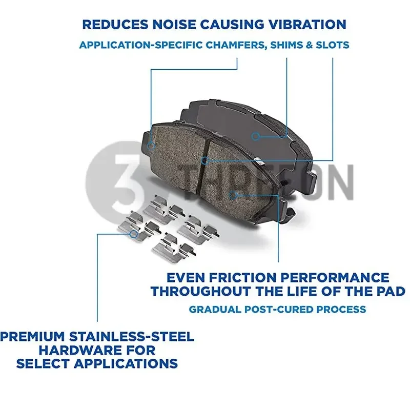 THREEON Front Ceramic Brake Pads for HYUNDAI SANTA FE IV 1.6 2.2 2.5 KIA SORENTO IV GENESIS G80 2020-Present 58101P2A70 TO1350-F