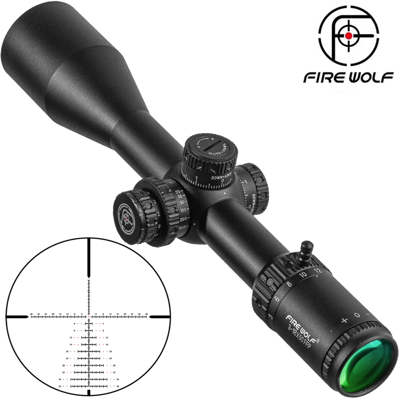 FIRE WOLF 3-18x50 FFP First Focal Plane Scope Tactical Riflescope With Illumination For Long Range Shooting Hunting Fit .338