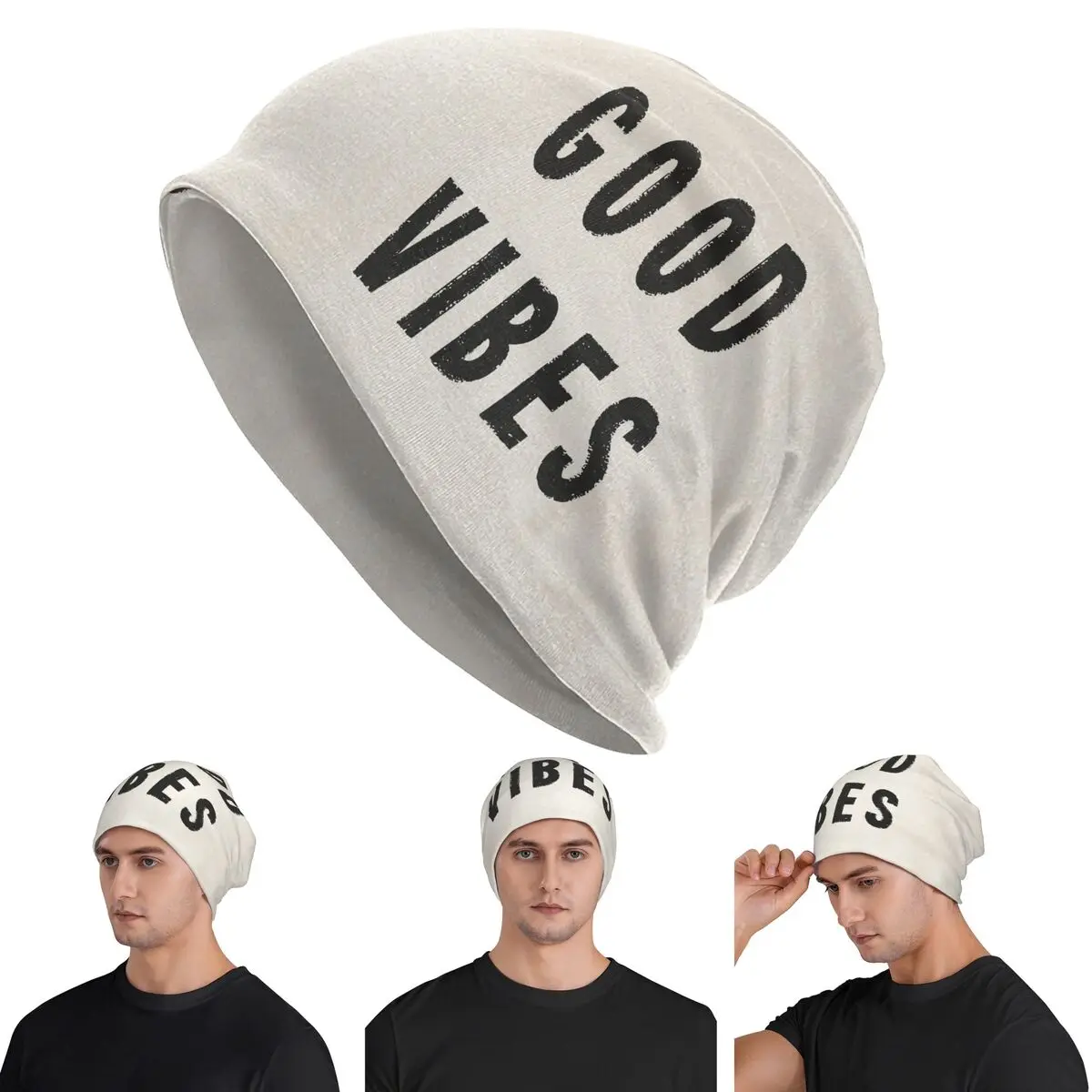 

Грузкие потертые чернила Good Vibes Skullies, шапки-бини, теплая осенне-зимняя уличная шапка, вязаные шапки для взрослых унисекс
