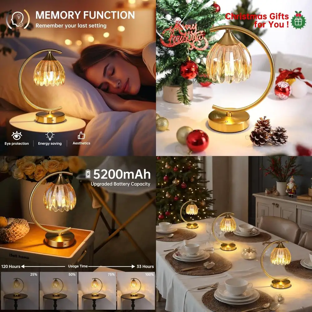 

Настольная лампа-тюльпан с сенсорным управлением, на батарейках, 5200 мАч, 3 цветовых варианта для гостиной, спальни и прикроватной тумбочки (янтарный)