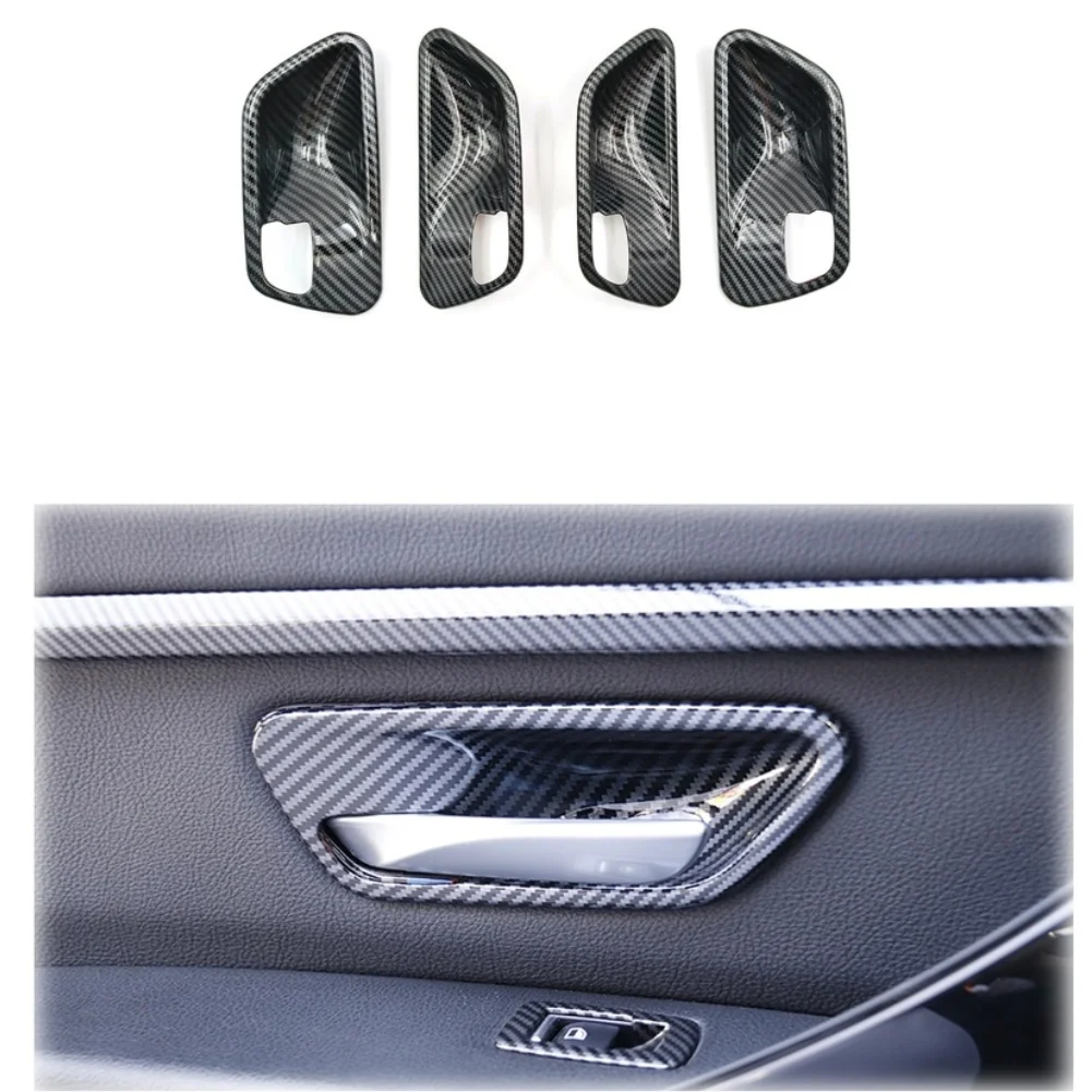Four-Piece Interior Door Trim Set with Carbon Fiber Finish for BMW 3 Series Models Produced Between 2013 and 2019