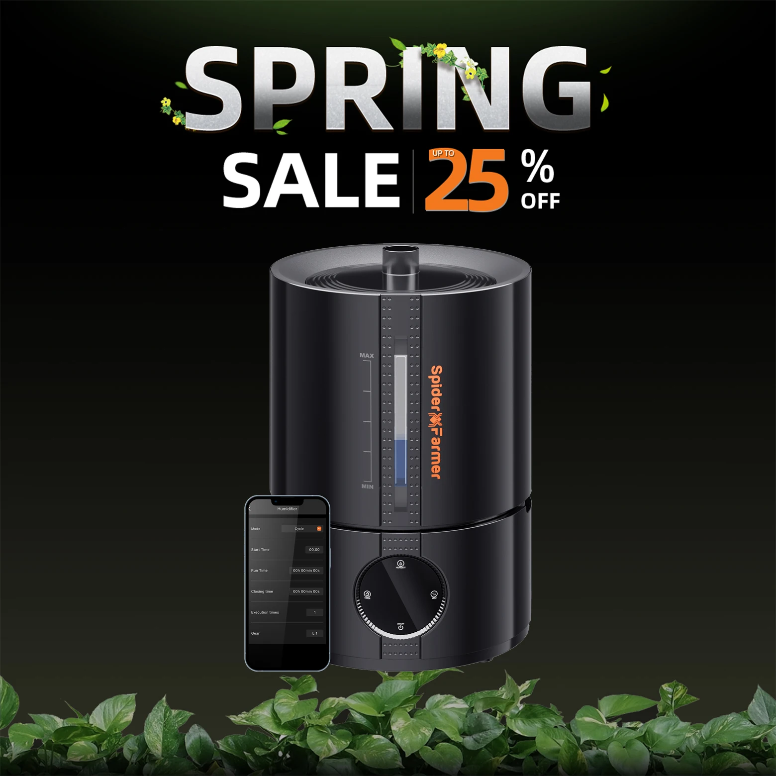 Spider Farmer 5L Air Humidifier Ultrasonic Cool Mist Humidifier with RJ12 Cable