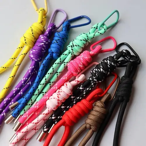 LLavero de cuerda con nudo antipérdida para coche, accesorio para llaves, cordón trenzado colorido, colgante tejido de nailon, colgante de cuerda, colgantes para teléfono