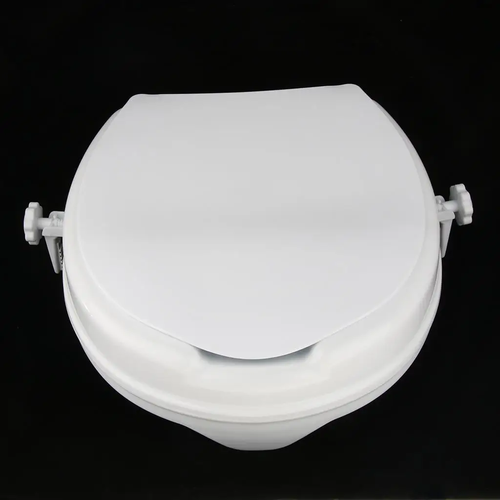Toilet Seat Riser White 2 Inch Plastic Raised Commode Booster Elongated Toilet Seat Lifter for Elderly and Injury Recovery