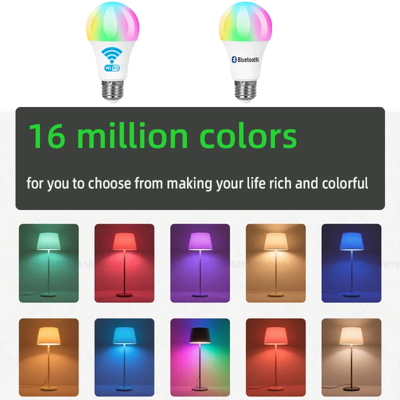 Tuya Wifi/Bluetooth لمبة ذكية E27 RGB Alexa Led مصباح مصابيح كهربائية ذكية التيار المتناوب 85-265 فولت مصابيح ذكية لمساعد جوجل الحياة الذكية