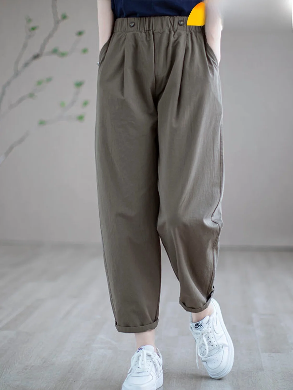 

Женские повседневные брюки-харланы из льна и хлопка, зауженного кроя, весна-лето, новинка, художественные, молодежные, утонченные, с зауженными штанинами