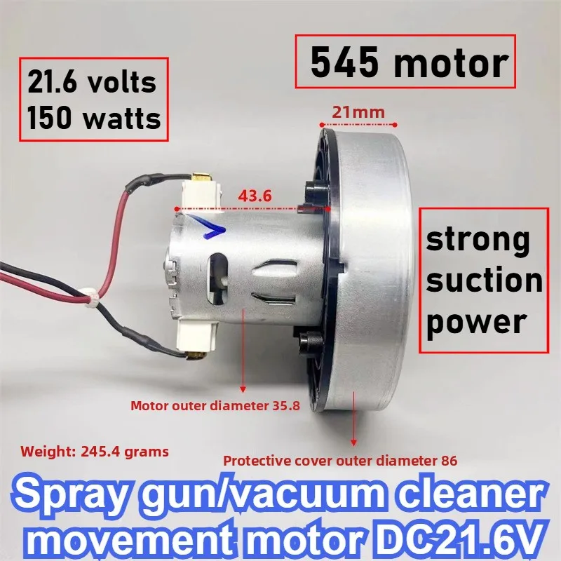 

Двигатель пистолета-распылителя в сборе/вентилятор пылесоса 545, двигатель постоянного тока 21,6 В 150 Вт, высокая мощность, сильное всасывание, электрические инструменты для очистки и покраски