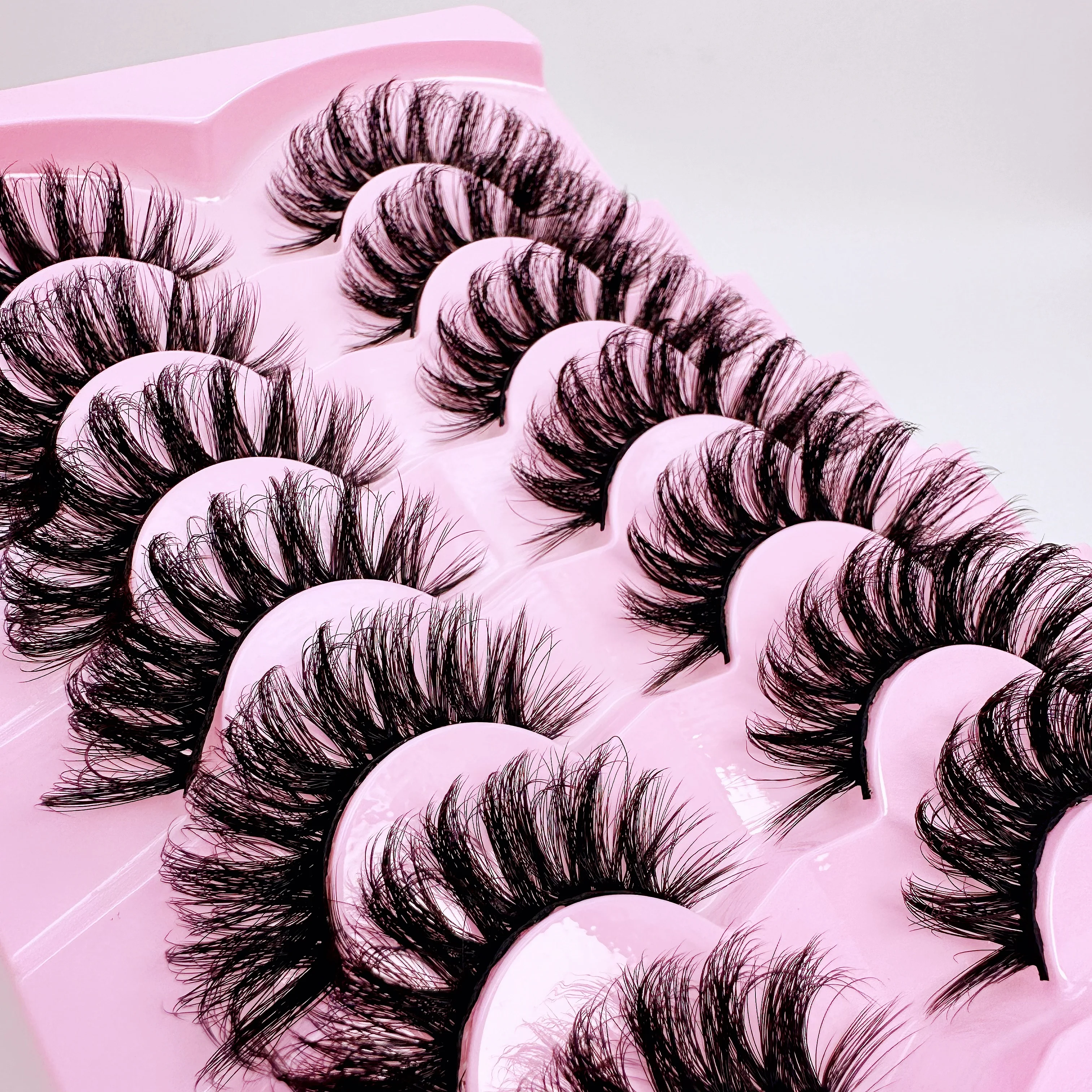 7 pares de cílios postiços fofos, tira fina completa de 20mm, cílios postiços encaracolados com volume 8D, hipoalergênico, acessório de beleza diária