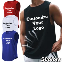 Customized Summer Quick Dry Sports T Shirts For Men Solid Color Sleeveless Gym Muscle Tank Top Fitness Gym Tops Running Tees