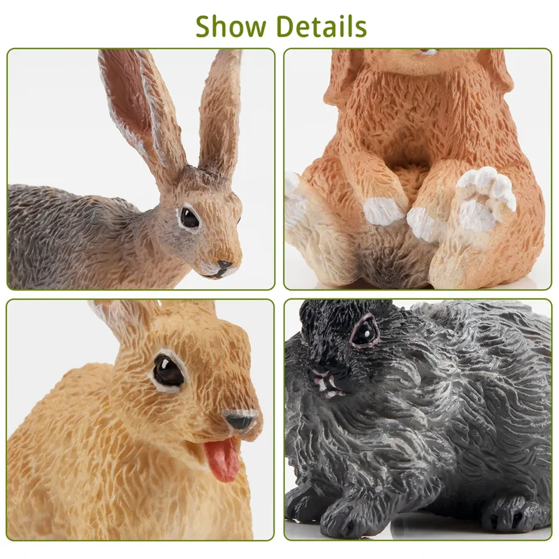 12Pcs Simulation Rabbit Farm Animal Model Toy Mini Rabbits Figures Dolls Action Figurines Toys for Children Set Gift