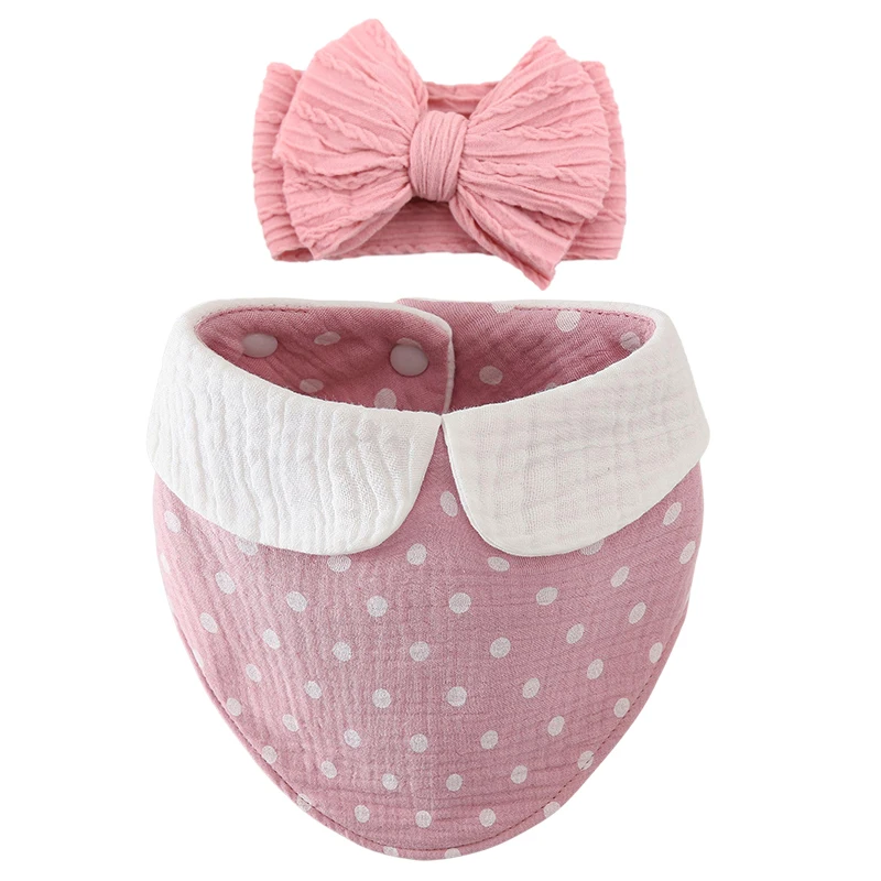 

2Pcs/Lot Nylon Baby Bibs Hair Bows Headbands for Baby Girls Boys Bandana Saliva Towel Feeding Burp Cloth Scarf Kids Headwear