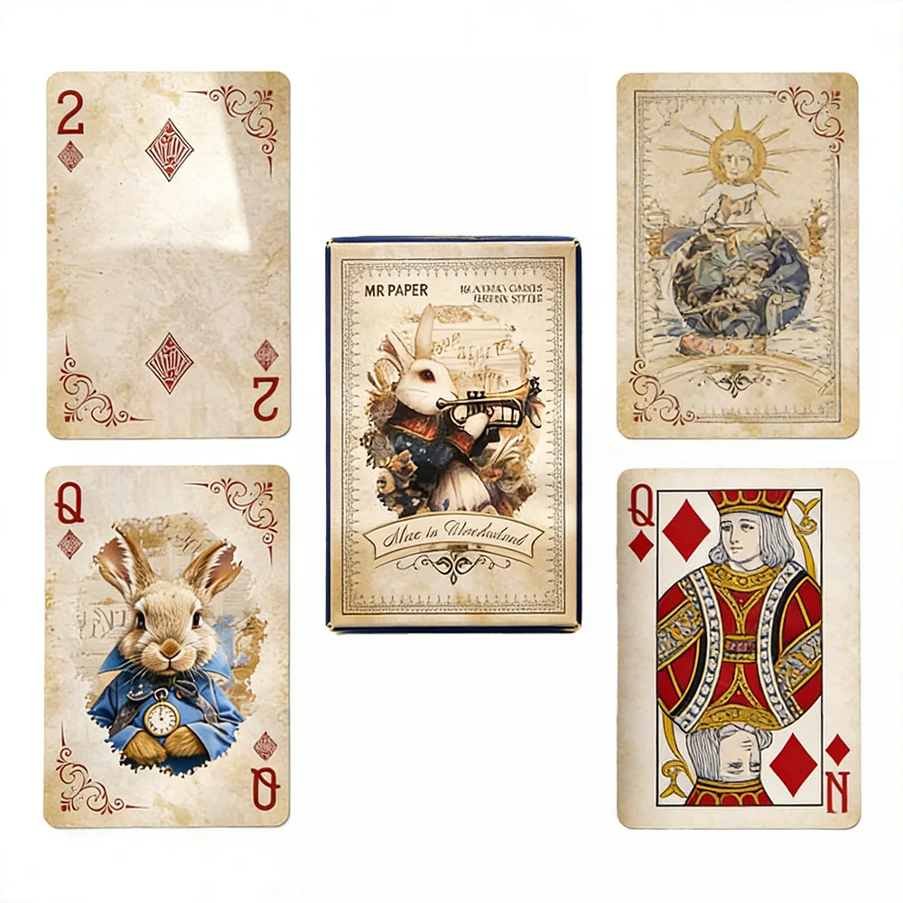 

55 vintage Alice in Wonderland-themed playing cards (8.9x5.9cm),nostalgic art illustration deck, essential for party board games