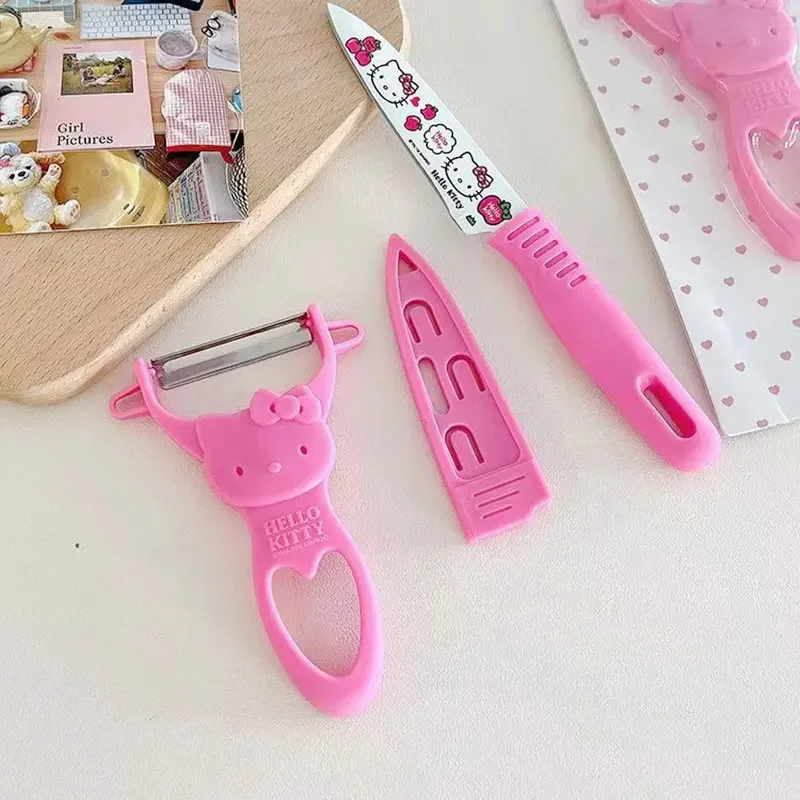 Hello Kitty Knife Set Multi-Functional Knife Cute Fruit Knife Dormitory Home Students Carry Paring Knife Kitchen Supplies Gift