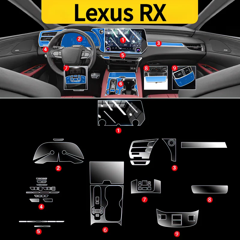 

For Lexus RX 23-25models interior protection Dashboard Multimedia Navigation Transparent Scratch-Resistant Film Modification