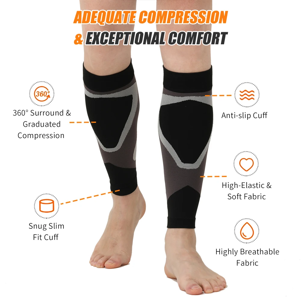 1Pair Calf Compression Sleeves For Men And Women - Leg Compression Sleeve - Calf Brace For Running, Cycling, Travel