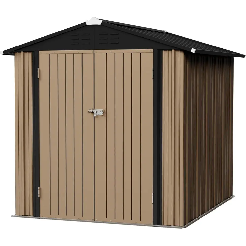 

6x8ft Waterproof Metal Utility Shed with Lockable Door for Outdoor Storage and Garden Tools