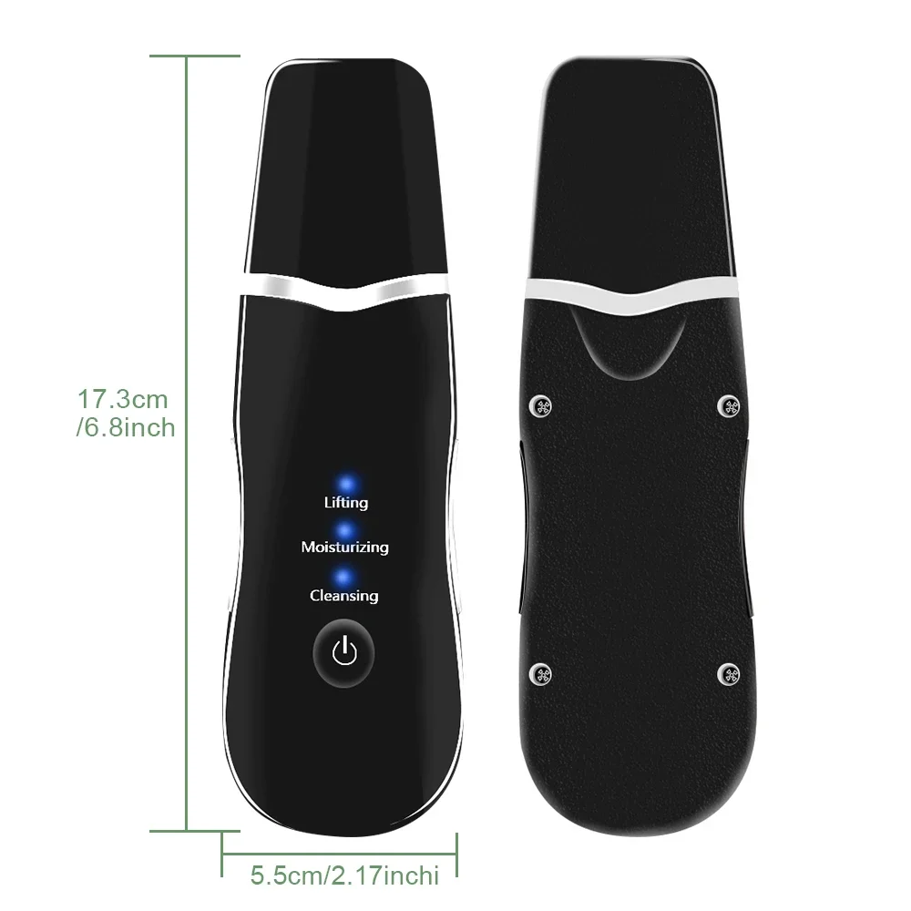 Electric Ultrasonic Vibration Face Skin Scrubber Blackhead Remover Facial Pore Cleaner Face Lifting Deep Clean Face Spatula Tool