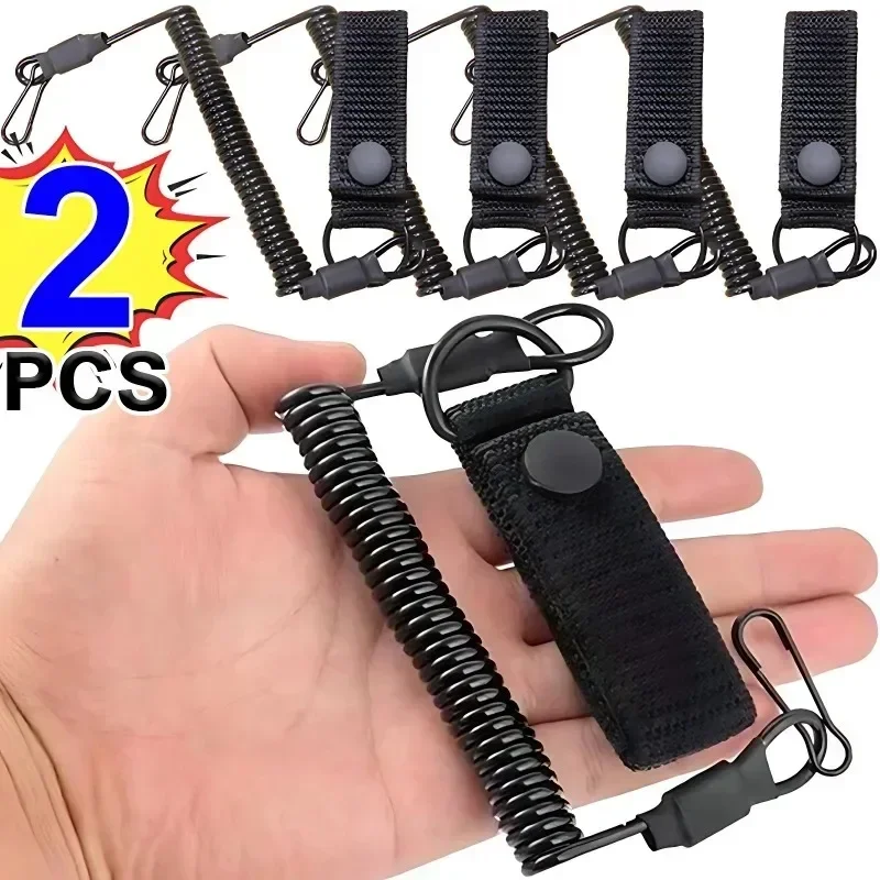 Tactical Retractable Spring Elastic Rope Anti-lost Elastic Lanyard Strap Phone Keychain Portable Fishing Lanyards Outdoor Tool