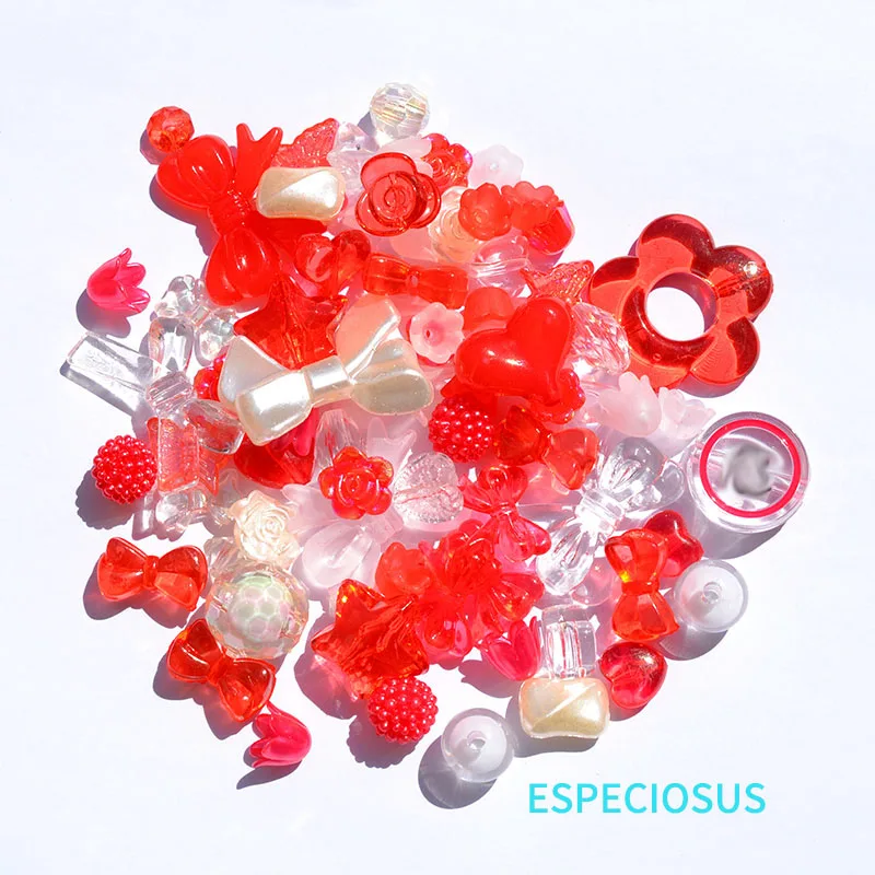 Transparent Multi Color Acrylic Flower Beads 20MM Bracelet Multi Style Heart Spacer Necklace Accssories DIY Jewelry Departments