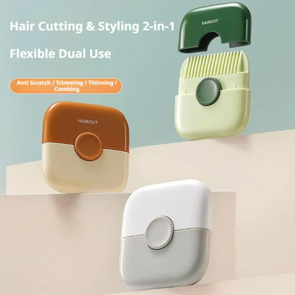 Portable Manual Bangs Fringe Trimmer Comb Hair Thinning Split Ends Remover Tool for Home DIY Haircut Kids Adult Hair Styling