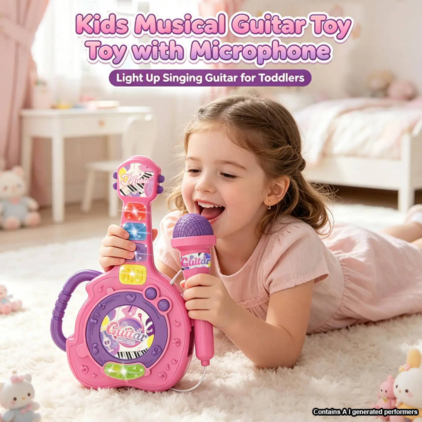 Children Toys Electronic Guitar with Microphone Singing Games Musical instruments Development Musical Toys kids educational toys