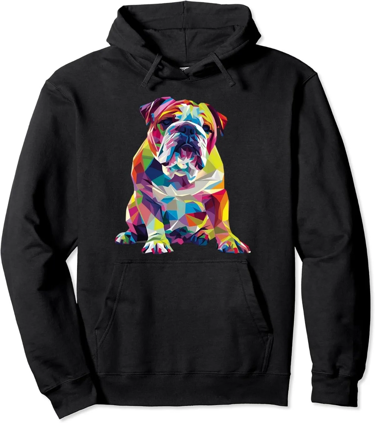 Felpa con cappuccio stampata con motivo Bulldog britannico colorato alla moda da uomo, casual, sportivo, stile street, velluto spesso, adatto per il regalo del festival