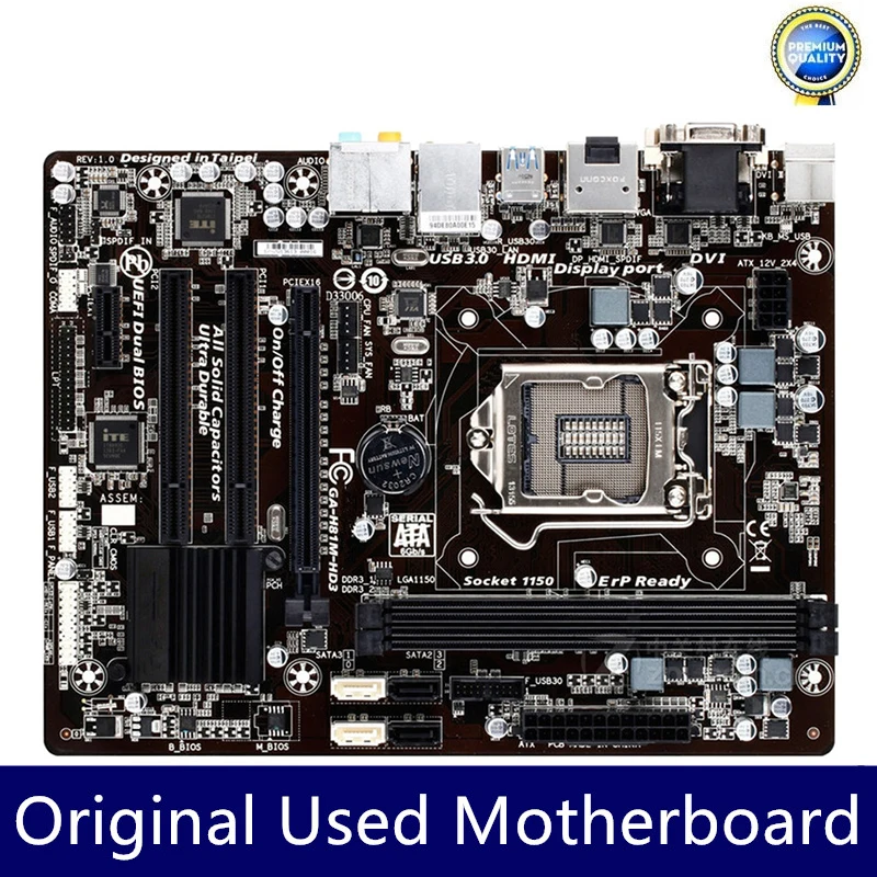 

Б/у GA-H81M-HD3 H81M-HD3 оригинальная материнская плата с разъемом LGA 1150 DDR3 16 ГБ i7 i5 i3 H81 SATA III USB3.0 для настольных ПК