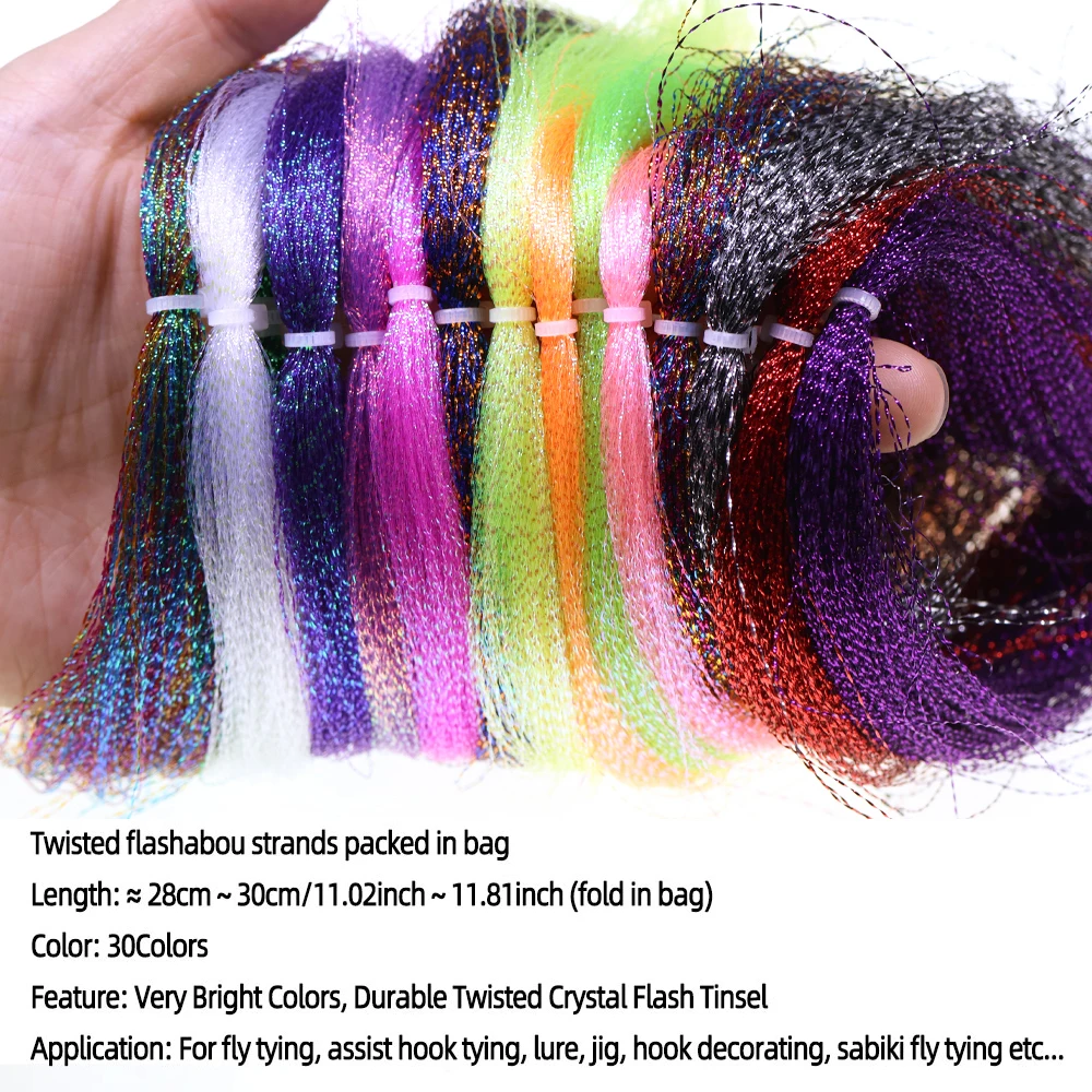 ICERIO 3er-Pack Gedrehtes Holographisches Flashabou Tinsel, Kristall-Flash-Tinsel für Assist-Jighaken, Sibiki-Rigs, Streamer-Fliegenbindematerial – Detail 3