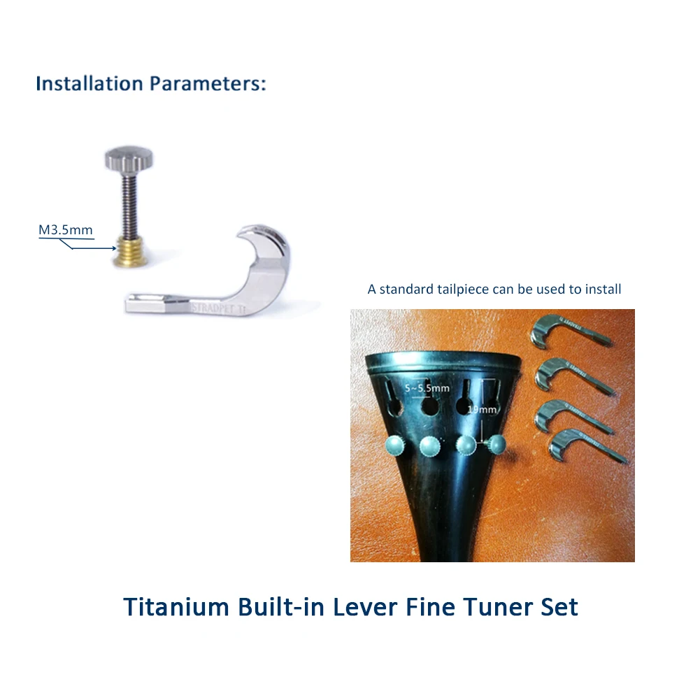 STRADPET Titanium Built-in Lever Fine Tuner Set for Viola (one tuner with its screws), Viola Accesseries