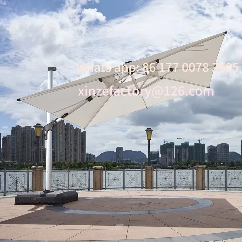 مظلة قابلة للتخصيص مع مصباح ليد مظلة ناتئ للفناء شعار تجاري مخصص حديقة مطعم الشمس الكبيرة #2