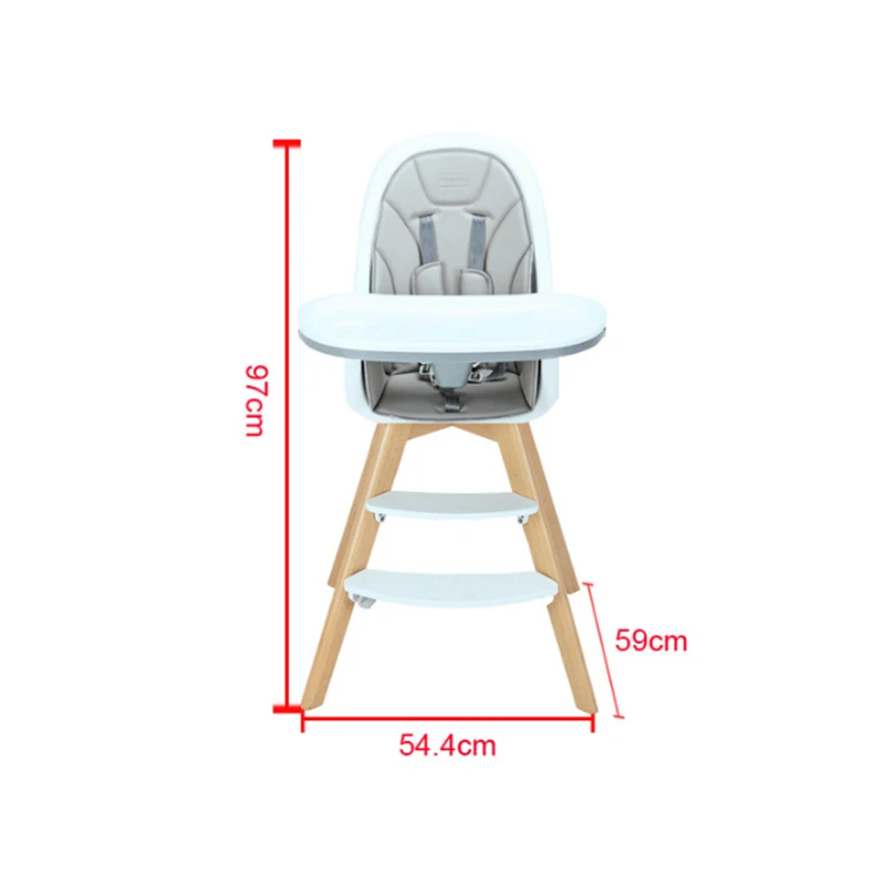2-регулируемый по высоте деревянный стульчик для кормления, двойной поднос, съемный стул для кормления, безопасный стул-бустер