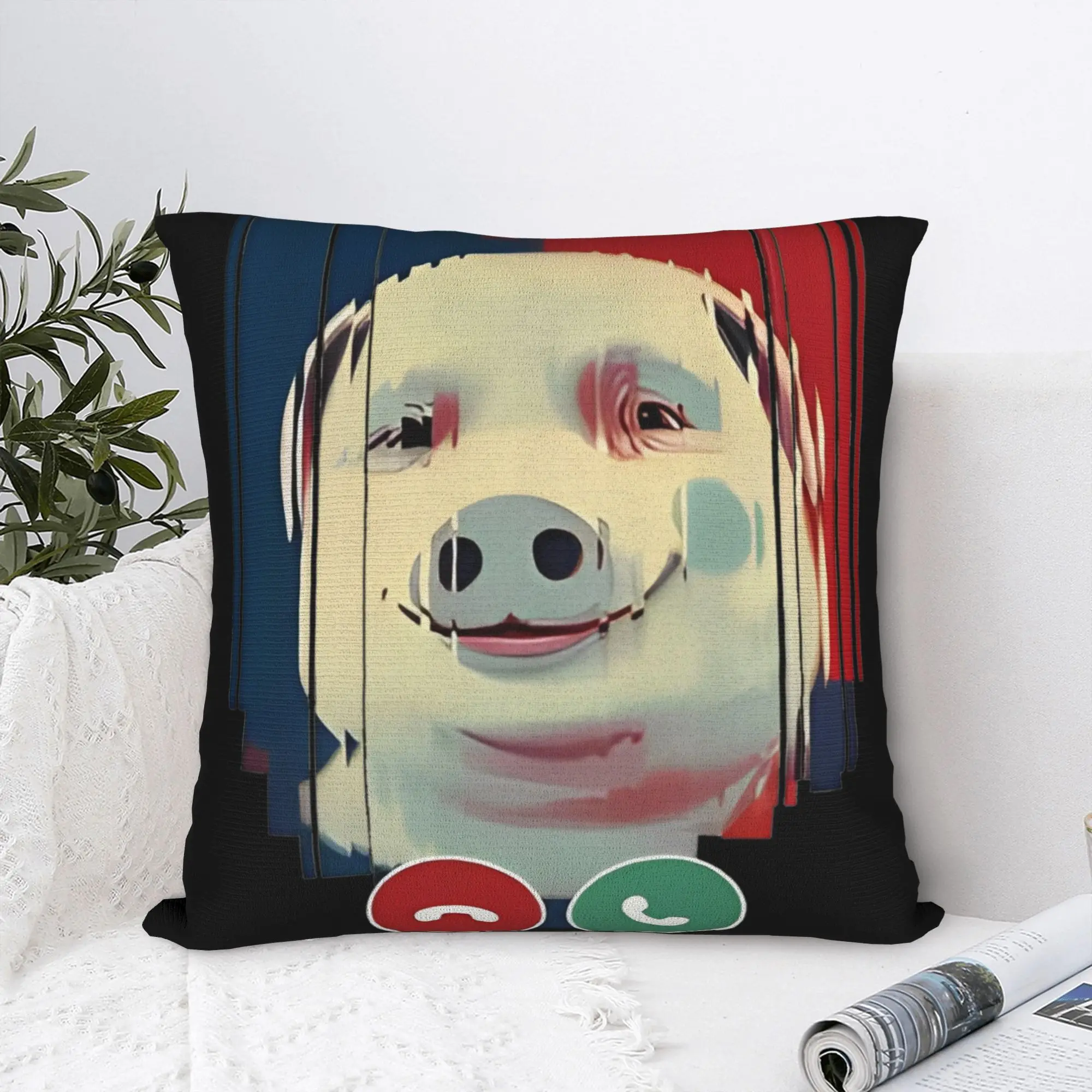 John Pork Is Calling Meme Square Pillow Covers Polyester Home Funny Pig Meme Cushion Cover Cute Home Decoration Pillowcase 40*40