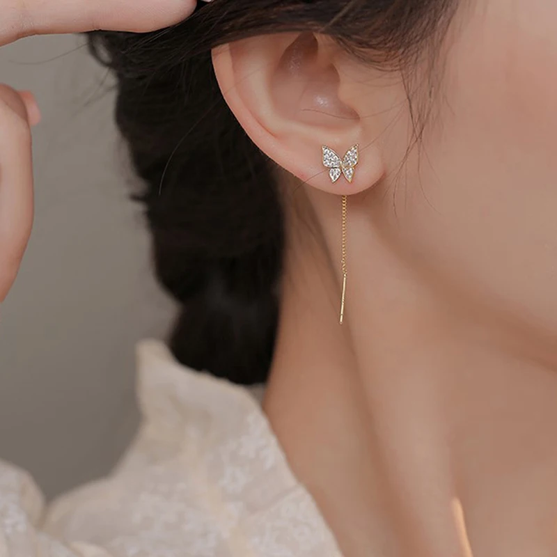 Zircon Butterfly Earrings Delicate Simple Golden Butterfly Earrings Personalized Jewelry Earrings Anniversary Gift image 5