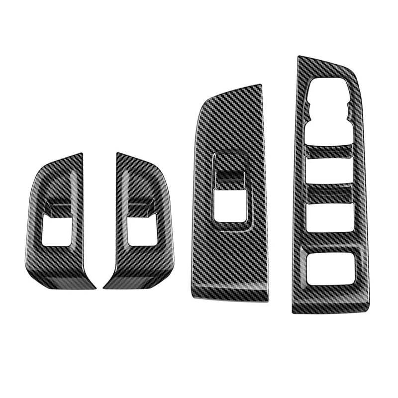 Car Carbon Fiber Window Glass Lift Switch Button Panel Cover Trim Sticker Accessories for Chevrolet Suburban 2022-2023