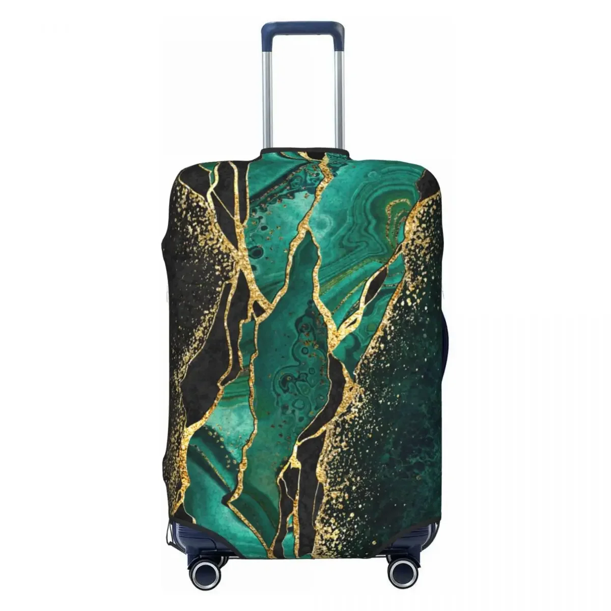 Green Marble Suitcase Cover Abstract Art Cruise Trip Protection Holiday Elastic Luggage Supplies Custom Made