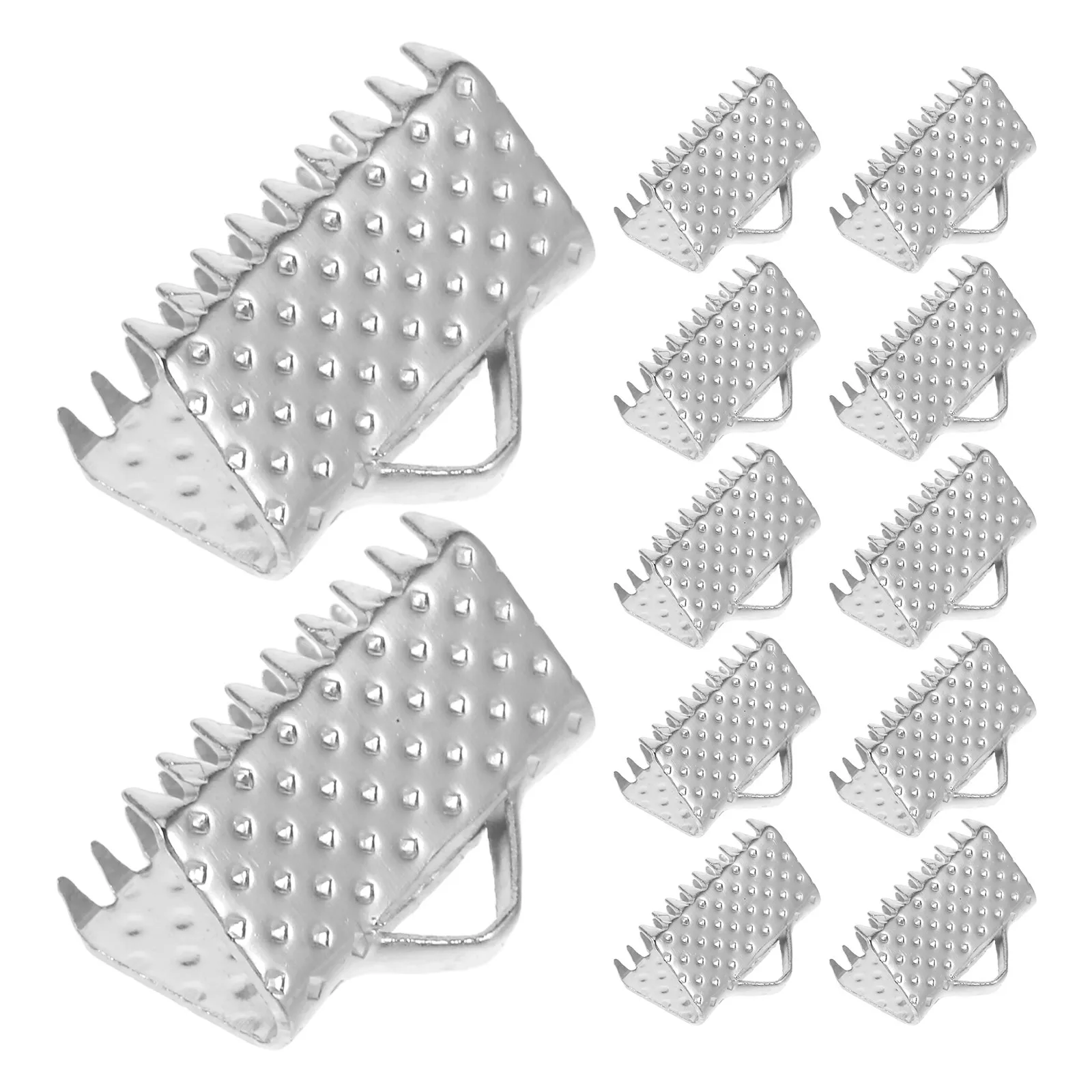 100pcs 1cm Metal Ribbon Crimp Ends for Choker Necklaces – Plated Fasteners to Hide Frayed Ends & Attach Jump Rings