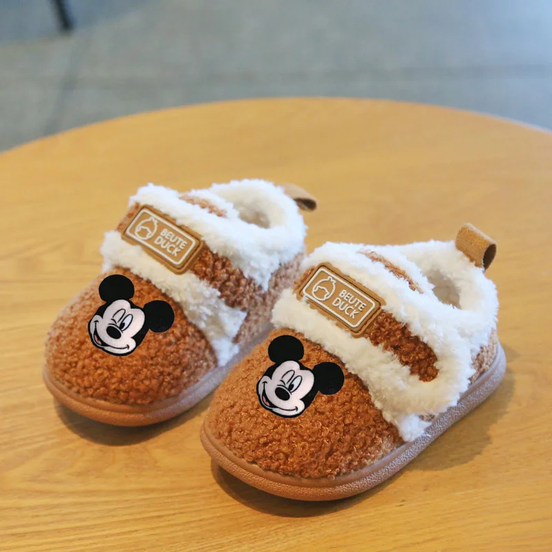 

Disney Minnie Mouse Winter baby shoes cotton slippers Mickey Mouse children's indoor shoes anti-skid floor shoes for boys girls