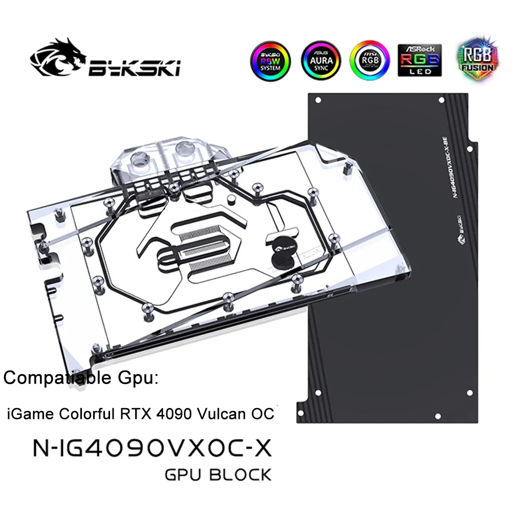 

Bykski RTX4090 Water Cooler GPU Colorful iGame RTX 4090 Vulcan OC VGA Water Block 4090 With Backplate 5V/12V RGB N-IG4090VXOC-X